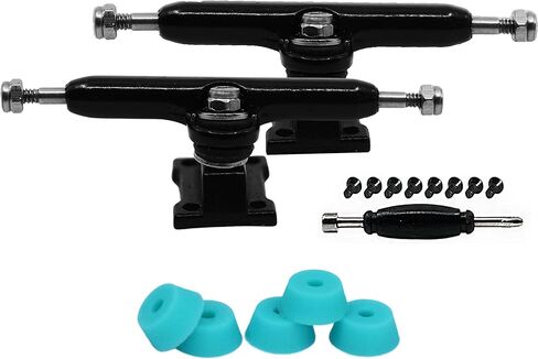 Teak Tuning Prodigy Fingerboard Trucks with Upgraded Lock Nuts, White Colorway - 32mm Wide - Includes Teal Pro Duro 61A Bubble Bushings in Saudi Arabia