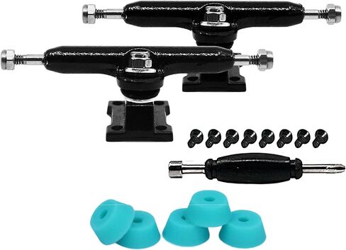 Teak Tuning Prodigy Fingerboard Trucks with Upgraded Lock Nuts, White Colorway - 32mm Wide - Includes Teal Pro Duro 61A Bubble Bushings in Saudi Arabia