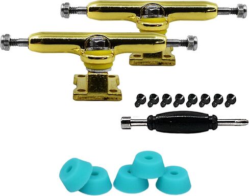 Teak Tuning Prodigy Fingerboard Trucks with Upgraded Lock Nuts, White Colorway - 32mm Wide - Includes Teal Pro Duro 61A Bubble Bushings in Saudi Arabia