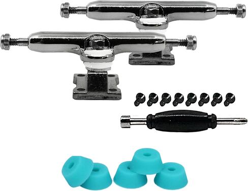 Teak Tuning Prodigy Fingerboard Trucks with Upgraded Lock Nuts, White Colorway - 32mm Wide - Includes Teal Pro Duro 61A Bubble Bushings in Saudi Arabia