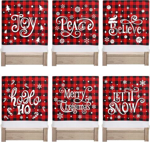KIMOBER 2PCS Christmas Chair Covers Decor,Red and Black Buffalo Plaid Xmas Chair Slipcovers Sets for Christmas Dinning Decoration in Saudi Arabia