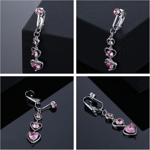 FECTAS Fake Belly Button Rings Clip on Earrings Ear Cuff Fake Nose Rings Fake Piercings Faux Piercing Jewelry Pack Pink in Saudi Arabia