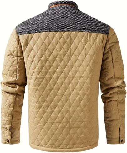 INVACHI Men's Casual Diamond Quilted Puffer Down Jacket Lightweight Business Button Coat with Stand Collar in Kuwait