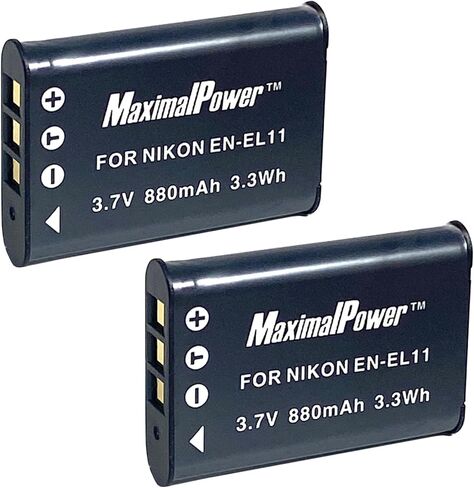 MaximalPower Replacement Li-ion Battery for NIKON EN-EL11 Camera Batteries - Fully Decoded 3.7V 880mAh Non-OEM Battery for Digital Photography in Saudi Arabia