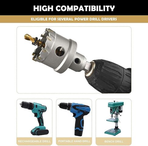 12PCS TCT Hole Saw Kit with Upgraded Pilot Drill Bits,5/8''to 2-5/64'' Tungsten Carbide Hole Saw Set for Hard Metal,Alloy,Aluminum,Stainless Steel,Plastic,Iron in Saudi Arabia