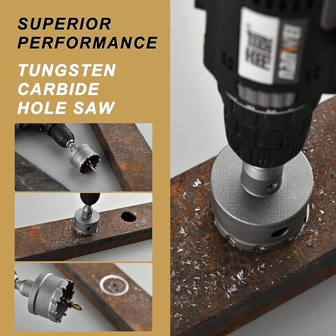 12PCS TCT Hole Saw Kit with Upgraded Pilot Drill Bits,5/8''to 2-5/64'' Tungsten Carbide Hole Saw Set for Hard Metal,Alloy,Aluminum,Stainless Steel,Plastic,Iron in Saudi Arabia