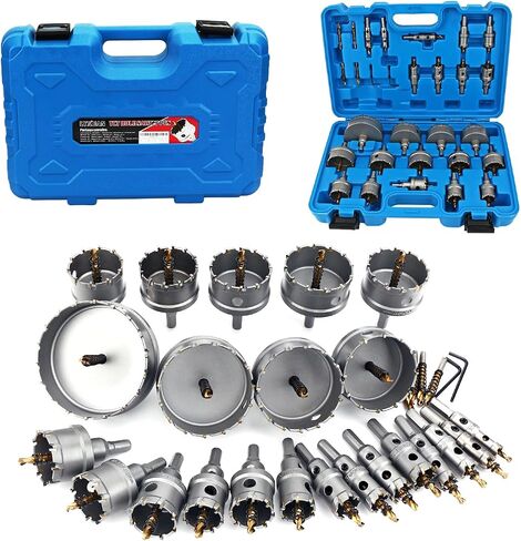 12PCS TCT Hole Saw Kit with Upgraded Pilot Drill Bits,5/8''to 2-5/64'' Tungsten Carbide Hole Saw Set for Hard Metal,Alloy,Aluminum,Stainless Steel,Plastic,Iron in Saudi Arabia