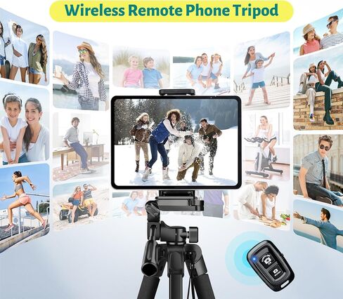 حامل ثلاثي للهاتف من JOILCAN، حامل ثلاثي 68 بوصة لجهاز iPad iPhone Tablet مع جهاز تحكم عن بعد in Kuwait