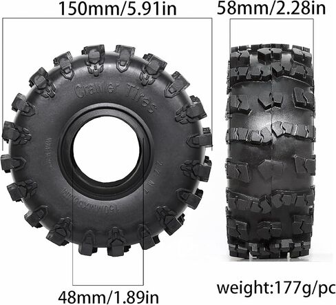 4 قطع 2.2 بوصة RC إطارات مطاطية 150 مم إطار زاحف مع حشوات إسفنجية متوافقة مع 1/10 RC الزاحف المحوري SCX10 RR10 90053 AX10 Wraith 90056 90045 in Saudi Arabia