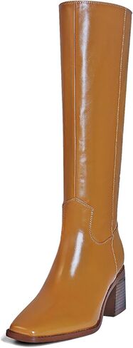 Women's Knee High Boots Chunky Heel Square Toe Tall Boots High Block Heel Side Zipper Fashion Long Boots in Saudi Arabia