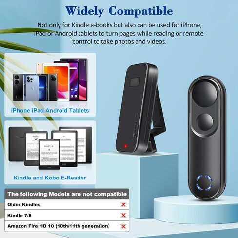 RF Remote Control Page Turner for Kindle Paperwhite Oasis Kobo,Clicker Page Turner Kindle Accessories for iPhone,iPad, Android Tablets Reading Novels,Camera Video Recording Remote(Green) in Saudi Arabia