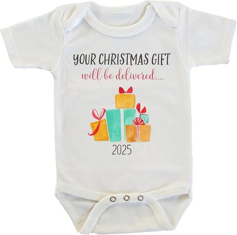 Witty and Bitty Your Christmas Gift Will Be Delivered Baby Pregnancy Reveal Onesie Expecting Announcement Parents Grandparents Family (July 2025) in Saudi Arabia