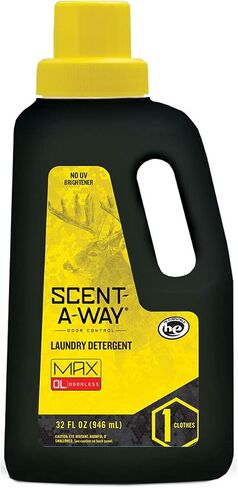 Hunters Specialities Scent-A-Way MAX منظف غسيل عديم الرائحة | مزيل الرائحة بتركيبة غير معطرة لمعدات الصيد - زجاجة 32 أونصة in Kuwait