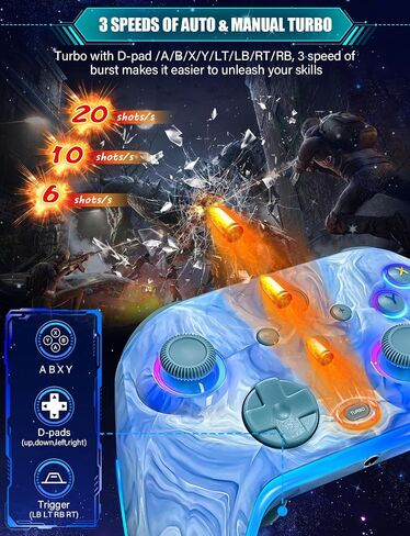 Wireless Switch Controllers for Nitendo Switch/OLED/Lite, 1200mAh Switch Pro Controller with 10 Color Light Modes, Rechargeable Switch Turbo Control with Vibration, Turbo, Wake Up, 6-Axis Gyro in Saudi Arabia