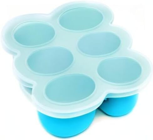 صينية فريزر من السيليكون مع مشبك على الغطاء من WeeSprout، حاوية تخزين طعام مثالية لأغذية الأطفال محلية الصنع والخضروات ومهروس الفاكهة وحليب الثدي (أخضر ساطع، عشرة أقسام بوزن 1.5 أونصة) in Kuwait