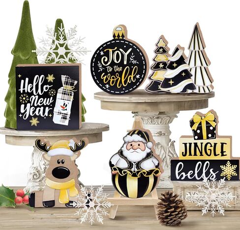 Merry Christmas Tiered Tray Decor, Christmas Classic Movie Tray Decorations, Xmas Alone Boy Kevin Thieves Wooden Signs, Funny Holiday Rustic Farmhouse Home Decor for Table Shelf Mantel Party in Saudi Arabia