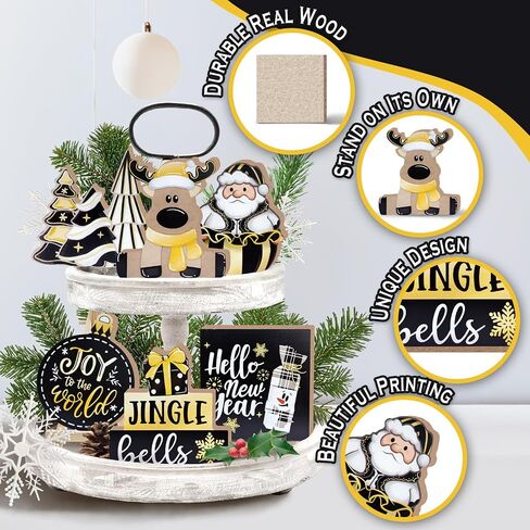 Merry Christmas Tiered Tray Decor, Christmas Classic Movie Tray Decorations, Xmas Alone Boy Kevin Thieves Wooden Signs, Funny Holiday Rustic Farmhouse Home Decor for Table Shelf Mantel Party in Saudi Arabia