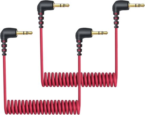 2-Pack 3.5mm Microphone Cable Compatible with DJI Mic 2 & Rode Microphone Wireless Pro, Coiled Dual 3.5mm TRS Patch Cable Audio Mic Cord for Cameras in Saudi Arabia