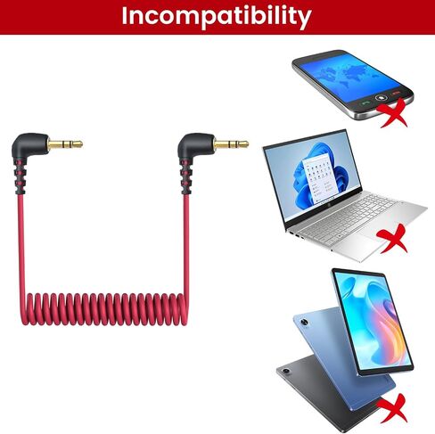 2-Pack 3.5mm Microphone Cable Compatible with DJI Mic 2 & Rode Microphone Wireless Pro, Coiled Dual 3.5mm TRS Patch Cable Audio Mic Cord for Cameras in Saudi Arabia