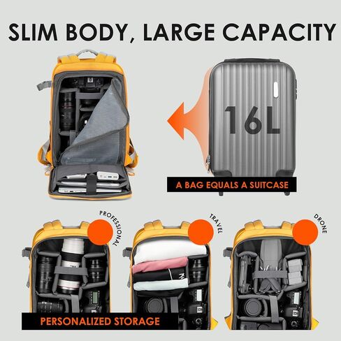 TARION Camera Backpack Waterproof Bag - DSLR Camera Bag with 14in Laptop Compartment Rain Cover, Professional Travel Photography Backpack for Photographers, SLR, Camera Lens, TR-L, Yellow in Saudi Arabia