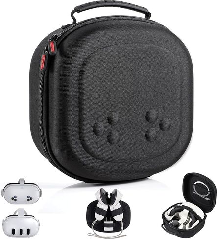 Hard Carrying Case for Meta Quest 3S/Quest 3/Vision Pro, Transparent Hard Shell Travel Case Compatible with VR Headset, Touch Controllers and Other Accessories, Space Saving Design in Saudi Arabia