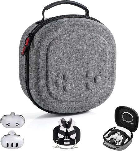 Hard Carrying Case for Meta Quest 3S/Quest 3/Vision Pro, Transparent Hard Shell Travel Case Compatible with VR Headset, Touch Controllers and Other Accessories, Space Saving Design in Saudi Arabia