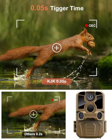KJK Trail Camera WiFi 8K 84MP with 64GB Memory Card, Game Camera with Night Vision, 0.05s Trigger Motion Activated, IP67 Waterproof 130°Wide-Angle 42pcs No Glow Infrared LEDs for Wildlife Monitoring in Saudi Arabia