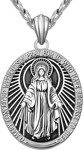 قلادة SWEETV Saint Michael Archangel للرجال/النساء، قلادة سانت مايكل من الفضة الإسترلينية، ميداليات قديسين فضية مثالية لأعياد الميلاد والسفر والمناسبات الروحية الأخرى in Saudi Arabia