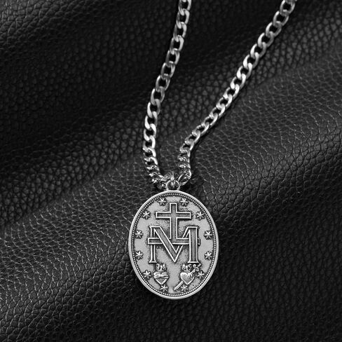 قلادة SWEETV Saint Michael Archangel للرجال/النساء، قلادة سانت مايكل من الفضة الإسترلينية، ميداليات قديسين فضية مثالية لأعياد الميلاد والسفر والمناسبات الروحية الأخرى in Saudi Arabia