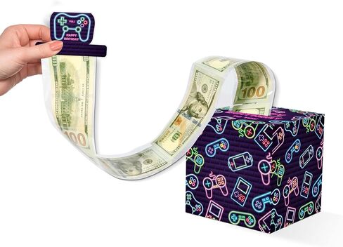TCJIU Birthday Money Box for Cash Gift Pull, Surprise Gift Box with Pull Out Happy Birthday Day Card and 50Pcs Transparent Bags, Rose Purple Birthday Gifts for Men Women Boys Girls Best Friend in Saudi Arabia