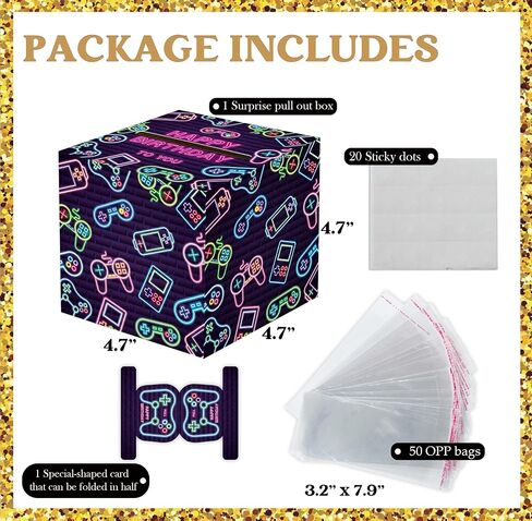 TCJIU Birthday Money Box for Cash Gift Pull, Surprise Gift Box with Pull Out Happy Birthday Day Card and 50Pcs Transparent Bags, Rose Purple Birthday Gifts for Men Women Boys Girls Best Friend in Saudi Arabia