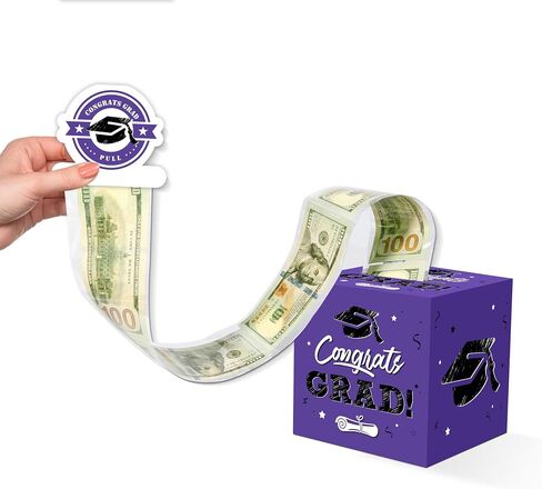 TCJIU Birthday Money Box for Cash Gift Pull, Surprise Gift Box with Pull Out Happy Birthday Day Card and 50Pcs Transparent Bags, Rose Purple Birthday Gifts for Men Women Boys Girls Best Friend in Saudi Arabia