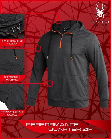 Spyder Mens Quarter Zip Sweatshirt - Lightweight Active Pullover Hoodies for Men - Mens Hoodie for Running Training & Workout in Saudi Arabia