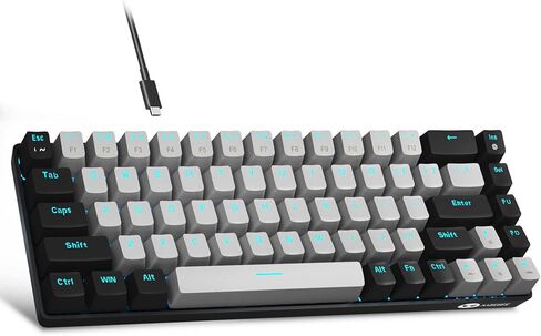 MageGee Portable 60% Mechanical Gaming Keyboard, MK-Box LED Backlit Compact 68 Keys Mini Wired Office Keyboard with Red Switch for Windows Laptop PC Mac - Sky Blue in Kuwait