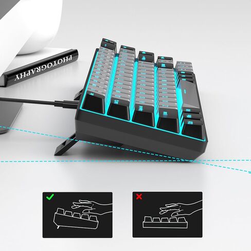 MageGee Portable 60% Mechanical Gaming Keyboard, MK-Box LED Backlit Compact 68 Keys Mini Wired Office Keyboard with Red Switch for Windows Laptop PC Mac - Sky Blue in Kuwait