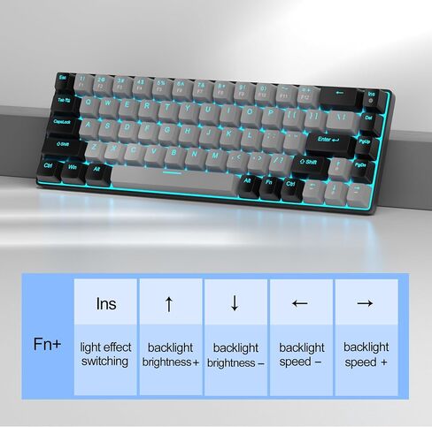 MageGee Portable 60% Mechanical Gaming Keyboard, MK-Box LED Backlit Compact 68 Keys Mini Wired Office Keyboard with Red Switch for Windows Laptop PC Mac - Sky Blue in Kuwait