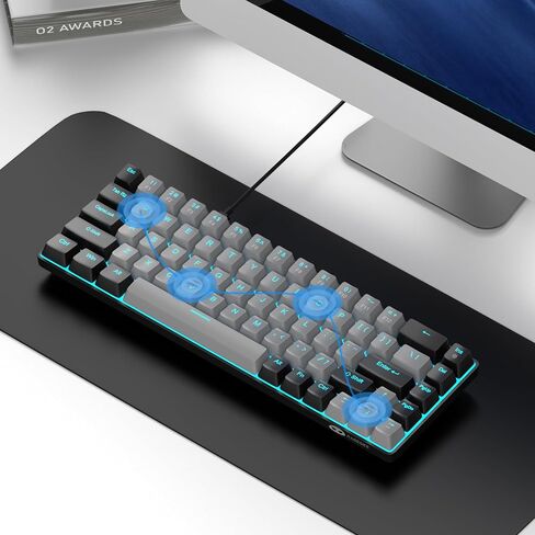 MageGee Portable 60% Mechanical Gaming Keyboard, MK-Box LED Backlit Compact 68 Keys Mini Wired Office Keyboard with Red Switch for Windows Laptop PC Mac - Sky Blue in Kuwait