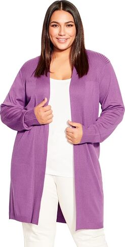 Avenue Women's Plus Size Cardi Mila Rib Detail in Saudi Arabia