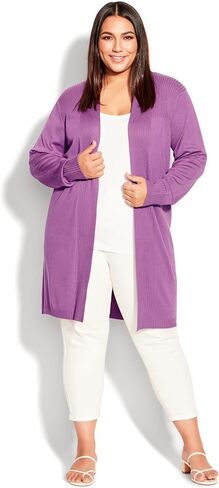 Avenue Women's Plus Size Cardi Mila Rib Detail in Saudi Arabia