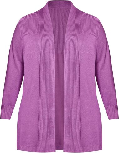 Avenue Women's Plus Size Cardi Mila Rib Detail in Saudi Arabia