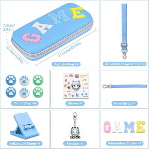 حافظة سويتش لجهاز NS سويتش - مجموعة ملحقات المفاتيح innoAura 18 في 1 مع حقيبة حمل سويتش، حافظة ألعاب سويتش، واقي شاشة سويتش، حامل سويتش، مقابض إبهام التبديل (رمادي) in Kuwait