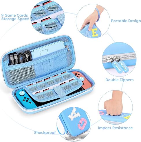 حافظة سويتش لجهاز NS سويتش - مجموعة ملحقات المفاتيح innoAura 18 في 1 مع حقيبة حمل سويتش، حافظة ألعاب سويتش، واقي شاشة سويتش، حامل سويتش، مقابض إبهام التبديل (رمادي) in Kuwait