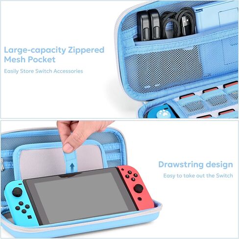 حافظة سويتش لجهاز NS سويتش - مجموعة ملحقات المفاتيح innoAura 18 في 1 مع حقيبة حمل سويتش، حافظة ألعاب سويتش، واقي شاشة سويتش، حامل سويتش، مقابض إبهام التبديل (رمادي) in Kuwait