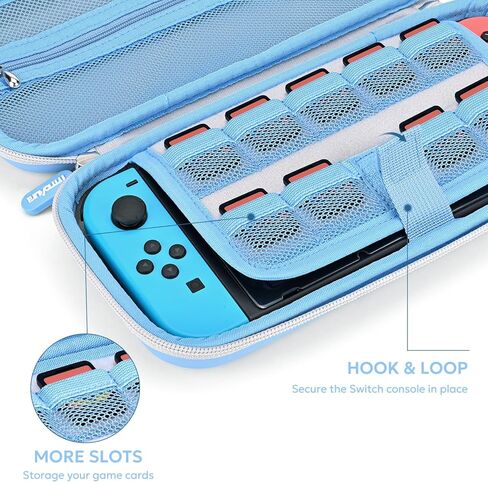 حافظة سويتش لجهاز NS سويتش - مجموعة ملحقات المفاتيح innoAura 18 في 1 مع حقيبة حمل سويتش، حافظة ألعاب سويتش، واقي شاشة سويتش، حامل سويتش، مقابض إبهام التبديل (رمادي) in Kuwait