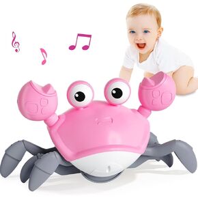 Crawling Crab Baby Toy Gifts: Tummy Time Toys Walking Dancing Moving Crawly Crab Toy with Light Music First Birthday Gifts for Toddler Boys Girls Infant Babies Toys 6 7 8 9 10 12 18 6-12 12-18 Months