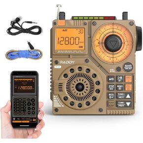 Raddy RF320 APP Control Shortwave Radio, AIR/FM/AM/VHF/SW/WB Receiver with Bluetooth, Portable Radio Rechargeable w/ 9.85 Ft Wire Antenna