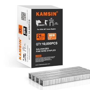 21 Gauge Galvanized Fine Wire Staples 1/2"(12.8mm) Crown 3/8"(10mm) Leg Length 80 Series Staples Upholstery Staples for Upholstery Staple Gun, Fabric, Cabinet 10,000 per Box