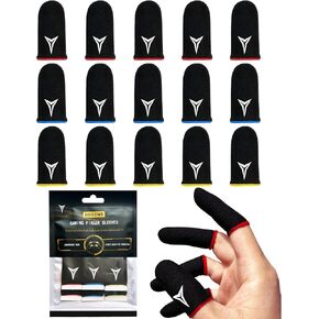 3 Colors 15 Pack E-Sports Light Model Gaming Finger Sleeves, 0.15mm Superconducting Nanofibers, Smooth Feel, Anti-Sweat, Extremely Thin, Fit All Touchscreen Devices