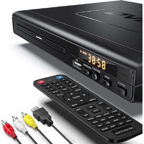 DVD Players for TV with HDMI, DVD Players That Play All Regions, Simple DVD Player for Elderly, CD Player for Home Stereo System, HDMI and RCA Cable Included