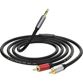 sovunis 3.5mm to RCA Cable 3.3FT, Nylon Braided 3.5mm to 2-Male RCA Auxiliary Stereo Audio Y Splitter Gold-Plated for Smartphones, MP3, Tablets, Speakers, Home Theater, HDTV (3.3FT/1M)